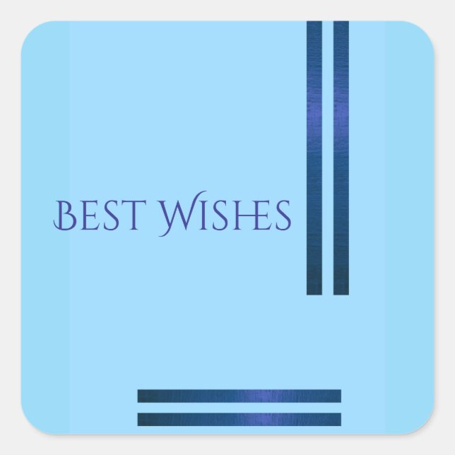 Sticker 'Beste Wünsche' - Hellblau mit Marineblaue (Vorderseite)
