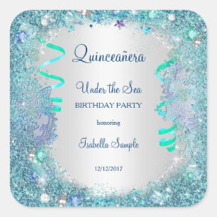Sticker Blau Unter dem Meer Quinceanera 15. Party
