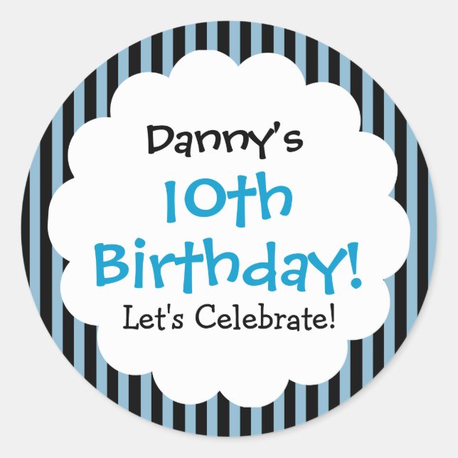 Sticker Blue Stripes V1CA zum 10. Geburtstag (Vorderseite)