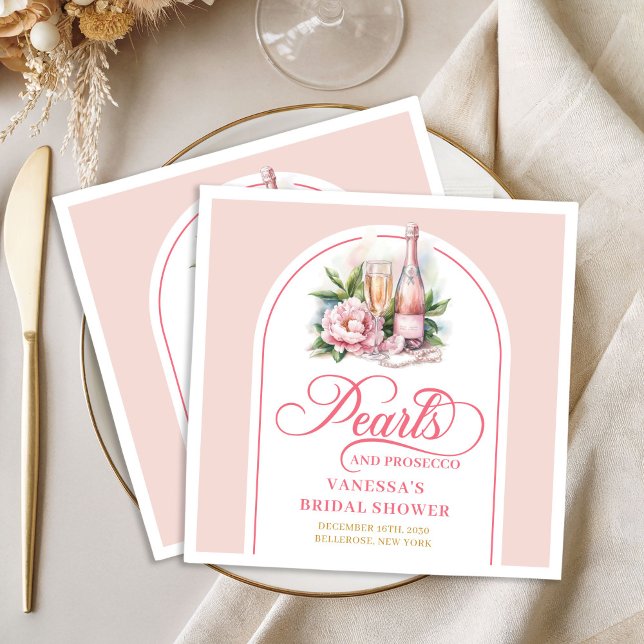 Sticker Blush und goldene Servietten Perlen und Pr (Chic blush and gold napkins pearls and prosecco

)