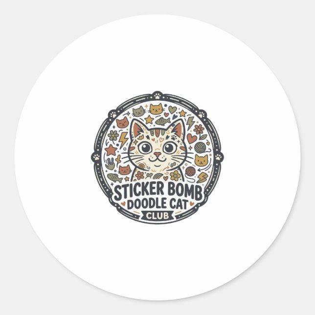 Sticker Bomb Doodle Katze POD Vektor Kunst - Stick (Vorderseite)