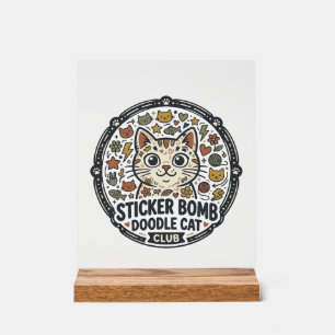 Sticker Bomb Doodle Katze POD Vektor Kunst - Stick Acrylschild