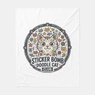Sticker Bomb Doodle Katze POD Vektor Kunst - Stick Fleecedecke