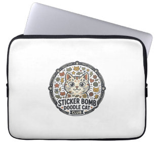 Sticker Bomb Doodle Katze POD Vektor Kunst - Stick Laptopschutzhülle