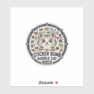 Sticker Bomb Doodle Katze POD Vektorgrafik - Stick