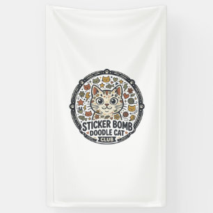 Sticker Bomb Doodle Katze POD Vektorgrafik - Stick Banner
