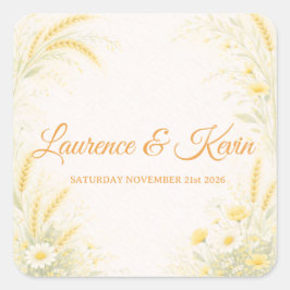 Sticker carré Elegant Botanical Wedding