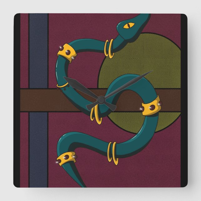 Sticker Carré Snake Quadratische Wanduhr (Vorderseite)
