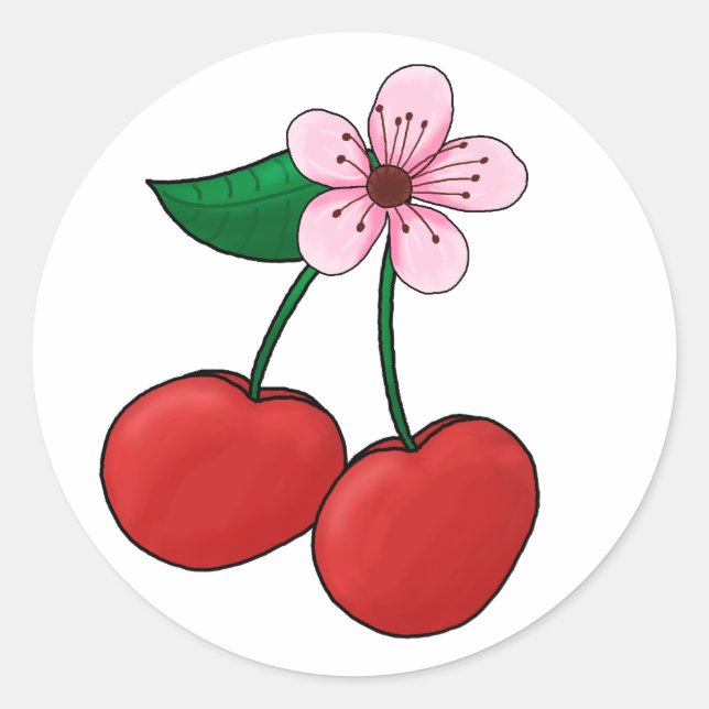Sticker-Cherry Blossom Runder Aufkleber (Vorderseite)