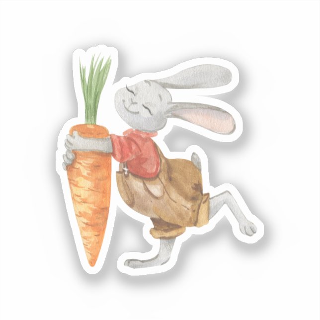 Sticker - Cute Rabbit With Carrot. (Vorderseite)