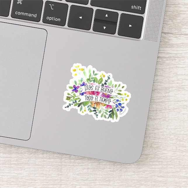 Sticker Dios es bueno en español acuarelas (Detail)