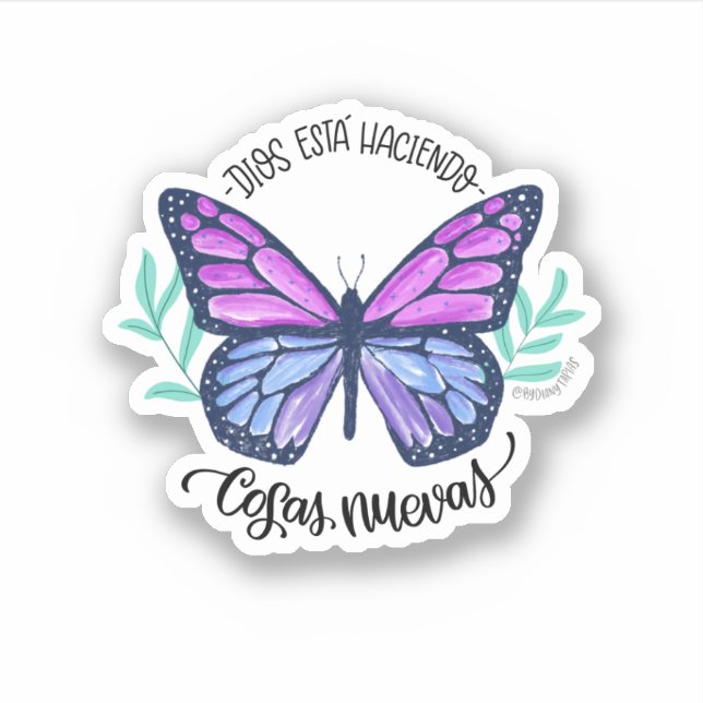 Sticker - Dios está haciendo cosas nuevas mariposa (Vorderseite)