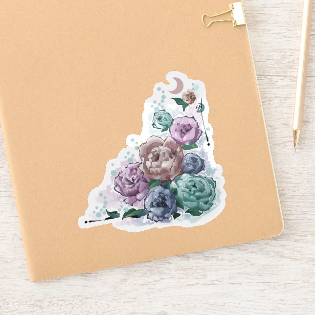 Sticker✩Doodles™ | Pfingstrose Aufkleber (Notizbuch)