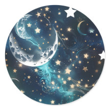 Sticker - Eisblaue Mondphasen Himmelsmond Desi