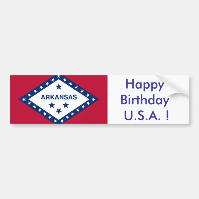 Sticker Flag von Arkansas, Happy Birthday U.S.A.! Autoaufkleber (Vorne)