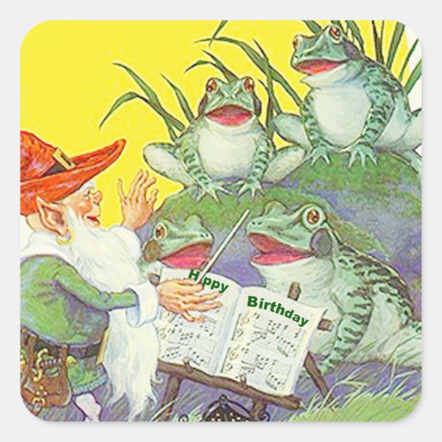 Sticker Frogs Singing Elf Directs Birthday Song (Vorderseite)