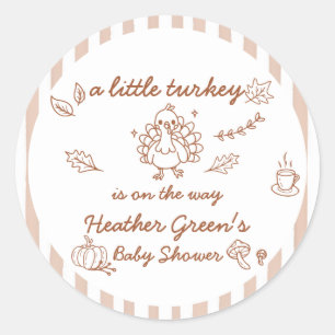 Sticker für Baby Shower im Herbst mit Truthahn-Mot