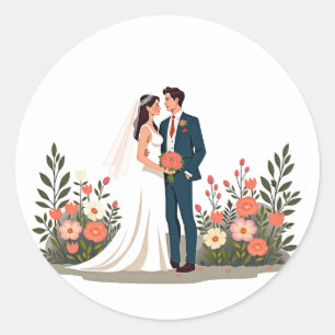 Sticker für Braut- und Blumenmuster