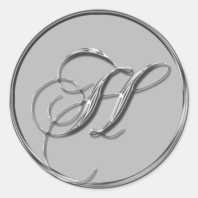 Sticker für das Silver Formal Wedding Monogram H S (Vorderseite)