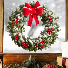 Sticker für das Weihnachtsfenster - Berries & Bow