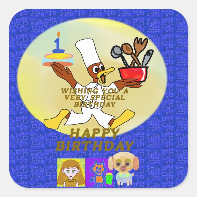 Sticker für den Geburtstag Cartoon (Vorderseite)