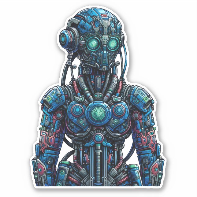 Sticker für den mechanischen Cyborg-Roboter von Fu (Vorderseite)
