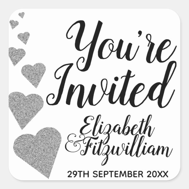 Sticker für den Silver Glitzer Hearts Umschlag Auf (Vorderseite)