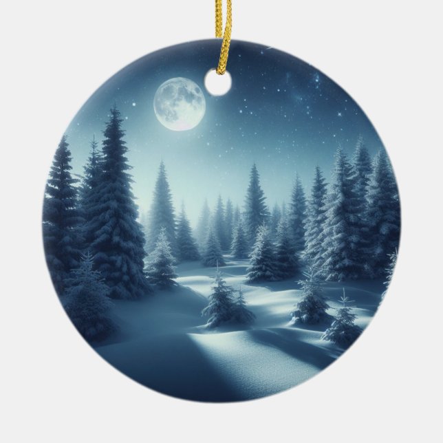 Sticker für den zauberhaften Nachtschneewald Keramik Ornament (Vorne)