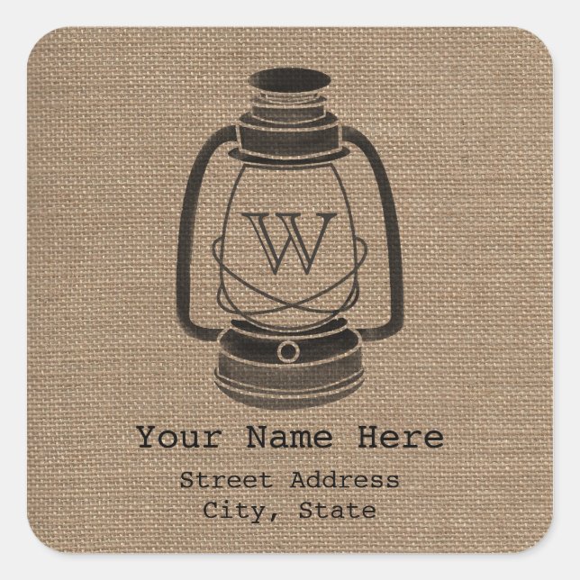 Sticker für die am Burlap Inspiriert Monogram Lant (Vorderseite)