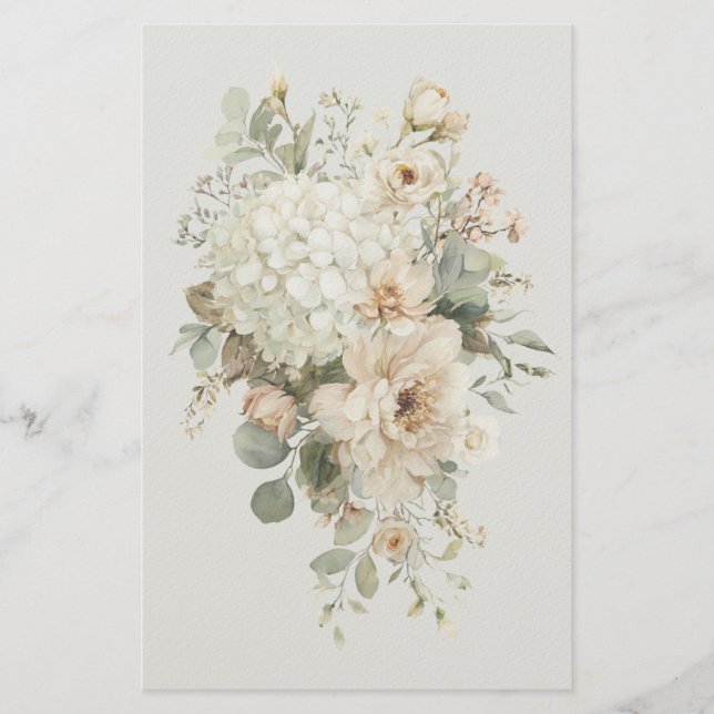 Sticker für die Elfenbeinküste - Eleganter Blumens Briefpapier (Vorderseite)