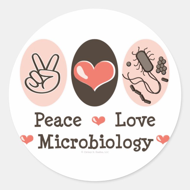 Sticker für die Mikrobiologie der Peace Liebe (Vorderseite)
