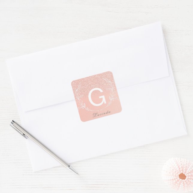 Sticker für die Rose Gold Glitzer Monogram (Umschlag)