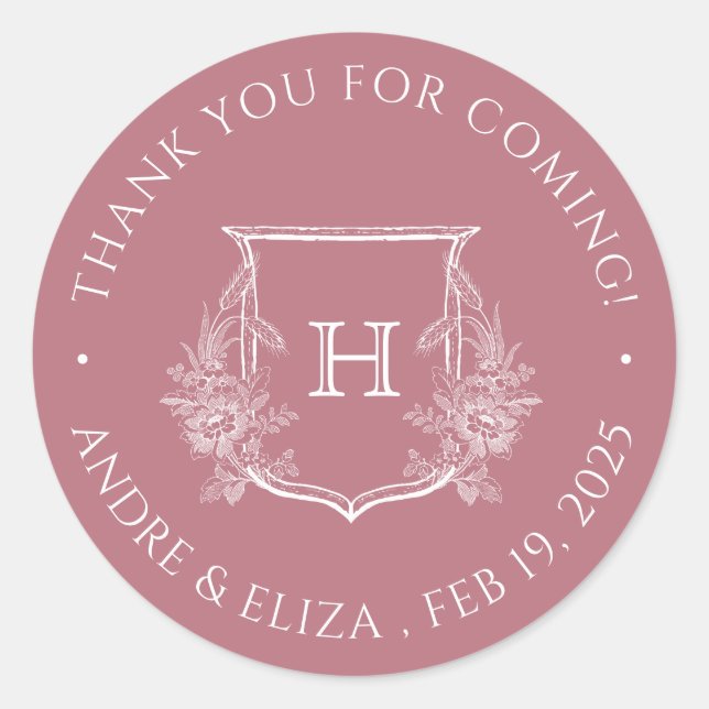 Sticker für die Rose Gold Monogram Wedding (Vorderseite)