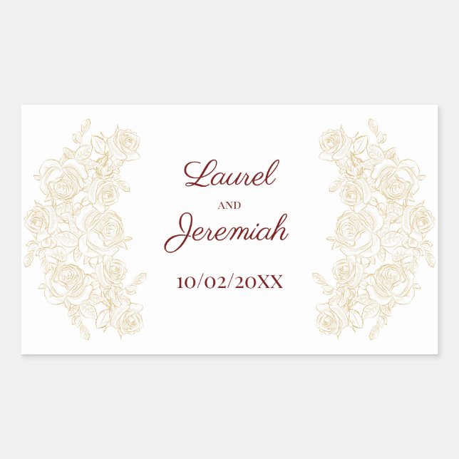 Sticker für elegante Burgundy & Golden Rose (Vorderseite)