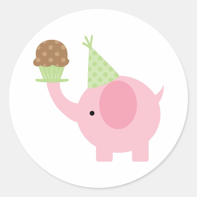 Sticker für Elephant und Cupcake (Vorderseite)