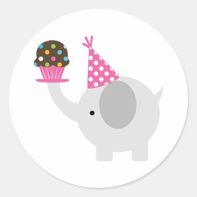 Sticker für Elephant und Cupcake (Vorderseite)
