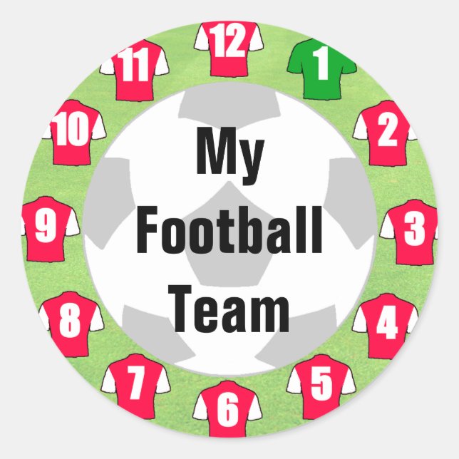 Sticker für Fußballmannschaften mit Rot-Weiß-Shirt (Vorderseite)