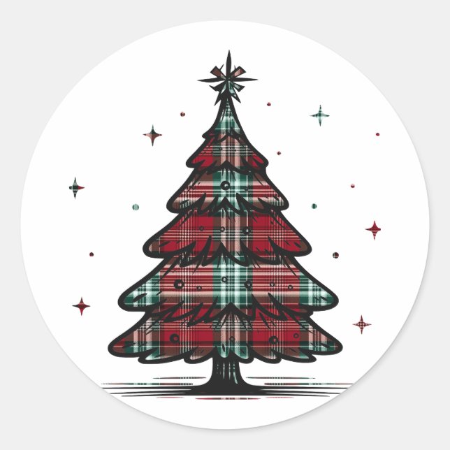 Sticker für karierte Weihnachtsbaum (Vorderseite)