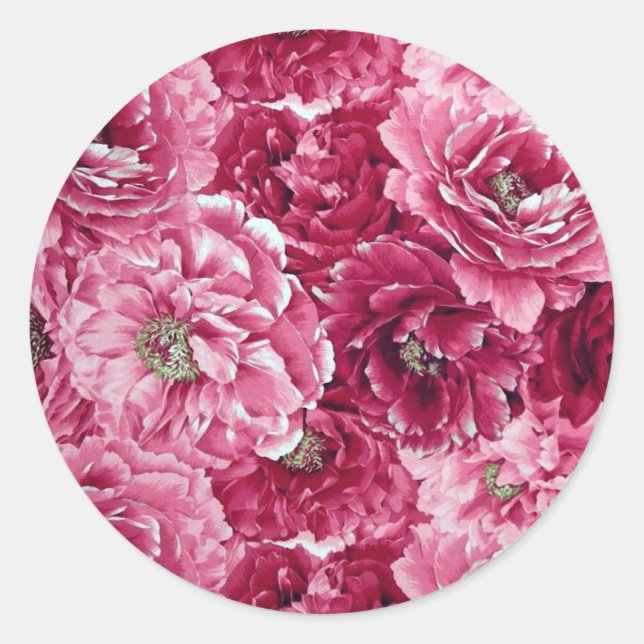 Sticker für klassische rosa Peonies (Vorderseite)