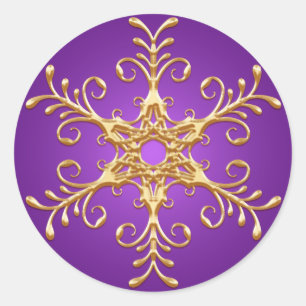 Sticker für lila und Goldschneeflocken