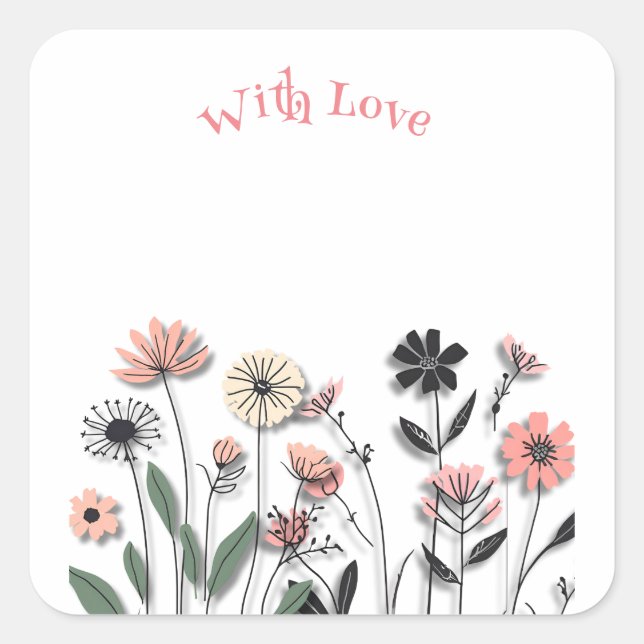 Sticker für Minimalistische Wildblume (Vorderseite)