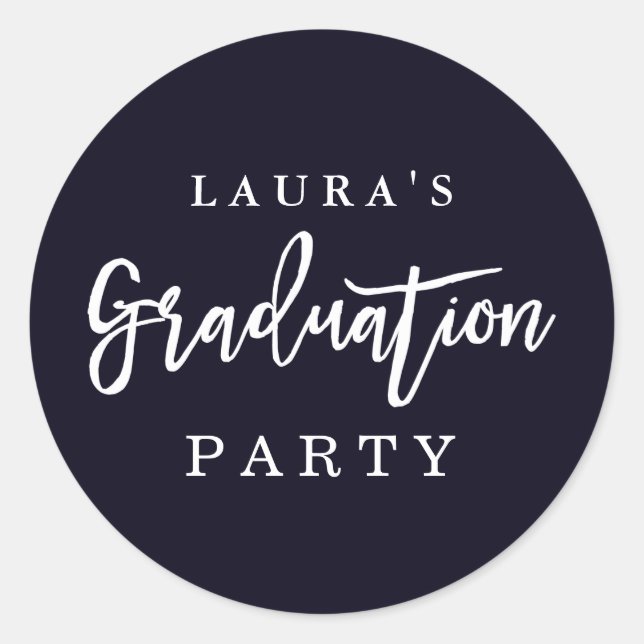 Sticker für moderne Navy Graduation Party (Vorderseite)
