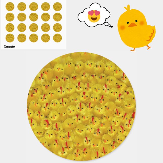 Sticker für niedliche Gelbe Osterstäbchen (Colorful yellow baby toy chick stickers, for Easter or year-round cheer!)