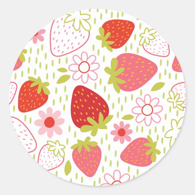 Sticker für Red Strawberry Pattern (Vorderseite)