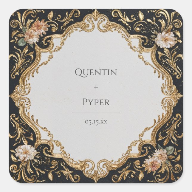 Sticker für Schwarz-Gold-Blumenrahmen (Vorderseite)