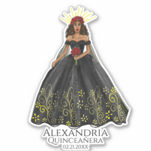 Sticker für Schwarz und Gold Quinceanera
