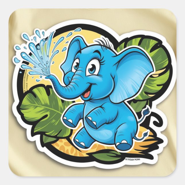 Sticker für spielende Elefanten (Vorderseite)