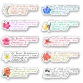 Sticker für tropische Blume in Form von Rücksendea