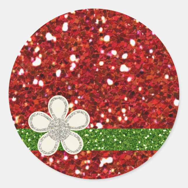 Sticker für Weihnachts-Rote Glitzer (Vorderseite)