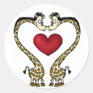 Sticker-Giraffe-Liebe Couple Valentine Runder Aufkleber